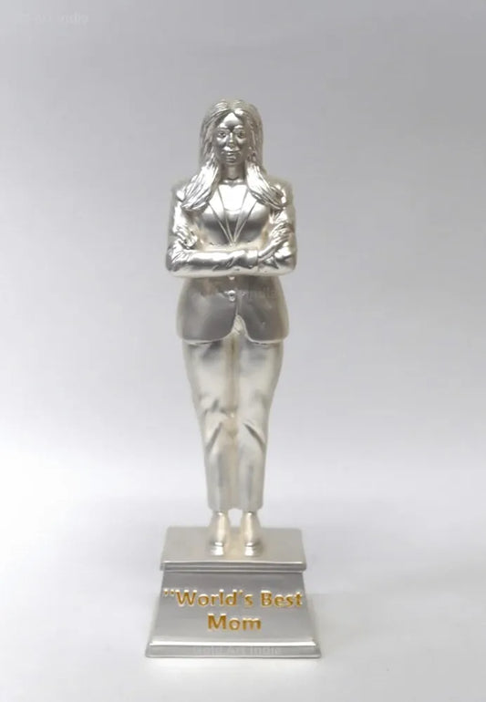 Gold Art India Best Mother Trophy Figurine Silver Plated Matte Finish
