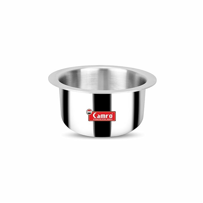 Camro Tripro Triply Artisian Tope 15 No 3.4 Liters Capacity Cauldron Tope Handi Patila Stainless Steel Grains