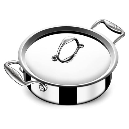 Stahl Triply Stainless Steel Casserole With Lid | Triply Stainless Steel Sauce Pot | Induction Pan | Artisan 4820 | Dia 20 Cm | 2.2 Litres