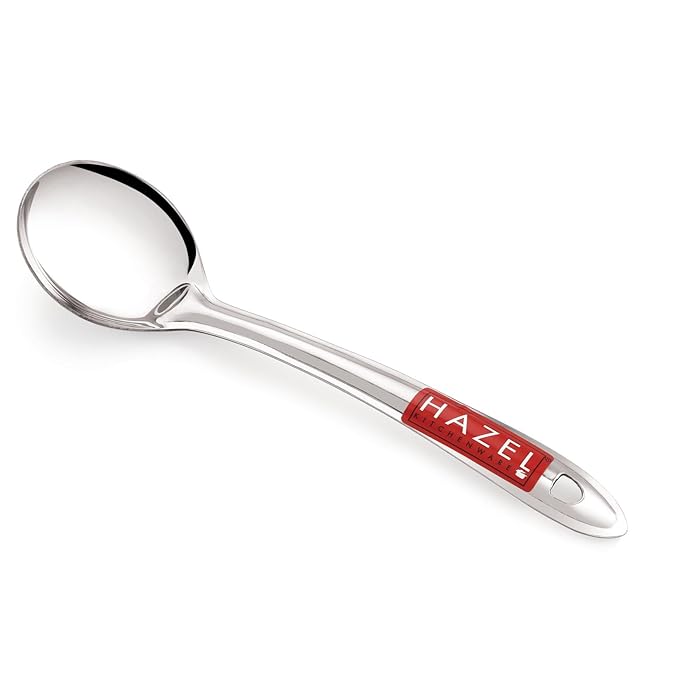Hazel Stainless Steel Oval Shape Serving Spoon Scooper Spatula Server Kitchen Utensils