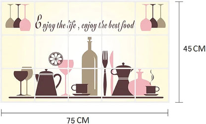 Jaamso Royals Wall Tiles Stickers Waterproof Kitchen Wall Stickers Oil Proof Tableware Kitchen Set