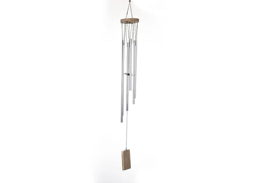 Tej Gifts Feng Shui Long Metal Wind Chime with 6 Silver Pipes