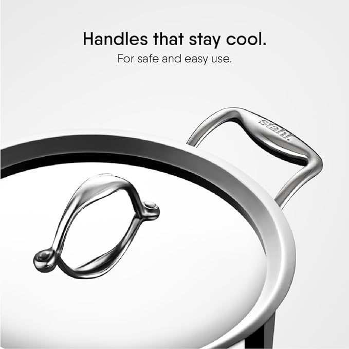 Stahl Artisan Triply Stainless Steel Sauce Pot/ Casserole With Lid | Induction Pot | Briyani Pot/ Handi | 7.2 Litres | 28 Cm