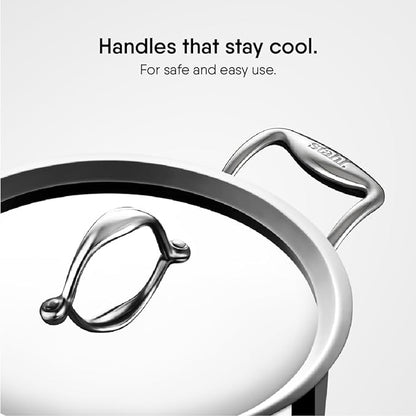 Stahl Artisan Triply Stainless Steel Sauce Pot/ Casserole With Lid | Induction Pot | Briyani Pot/ Handi | 2 L | 18 Cm