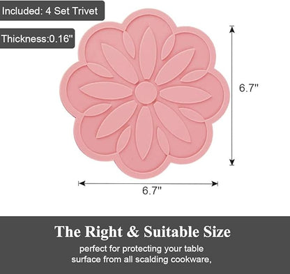P-Plus International Silicone Pot Holders Mat Jar Opener Spoon Rest Kitchen (Pack of 2 Pink)