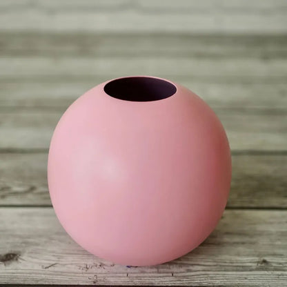 Behoma Metal Ball Round Vase Pink Medium Flowers not Included