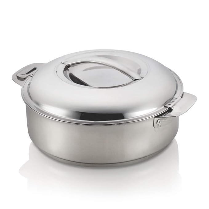 Borosil Stainless Steel Insulated 900 ml Server Casserole | Idli/Roti Server with Steel Lid