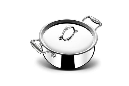 Stahl Artisan Triply Stainless Steel Belly Saucepot With Lid | Induction Base Casserole | Briyani Pot/ Handi | 4.3 L | 22 Cm