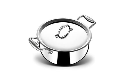 Stahl Artisan Triply Stainless Steel Belly Saucepot With Lid | Induction Base Casserole | Briyani Pot/ Handi | Stew Pot | 3.2 Litres | 20 Cm