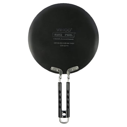 Vinod Black Pearl Hard Anodised Tawa - 22 cm | 4.25mm Thickness | Metal Spoon Friendly | Riveted Sturdy Handle