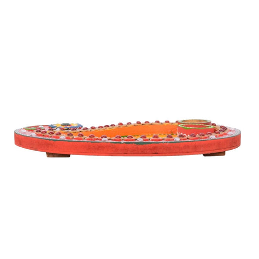 Ecraftindia Papier-mache Keri Design Multiutility Pooja Thali