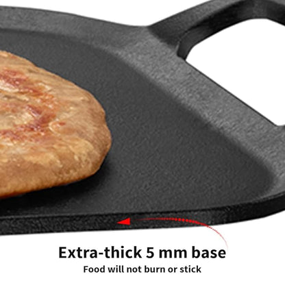 Hawkins Futura 26 cm Cast Iron Square Tava, Cast Iron Tawa for Pathri