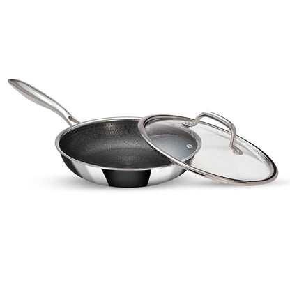 Arttdinox Stellar Stainless Steel Triply Frypan With Lid | Non Stick Pan | Induction & Gas Base | 24cm | 1.8 Ltr | Silver