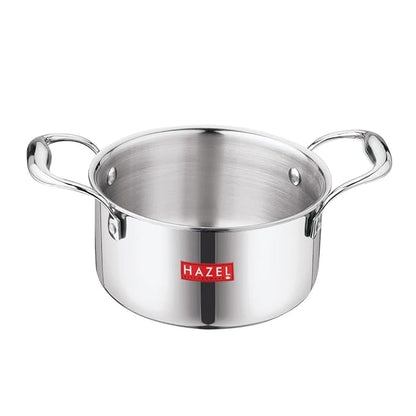 Hazel Triply Stainless Steel Induction Bottom Tope with Handle 2 Litre 18.5 cm