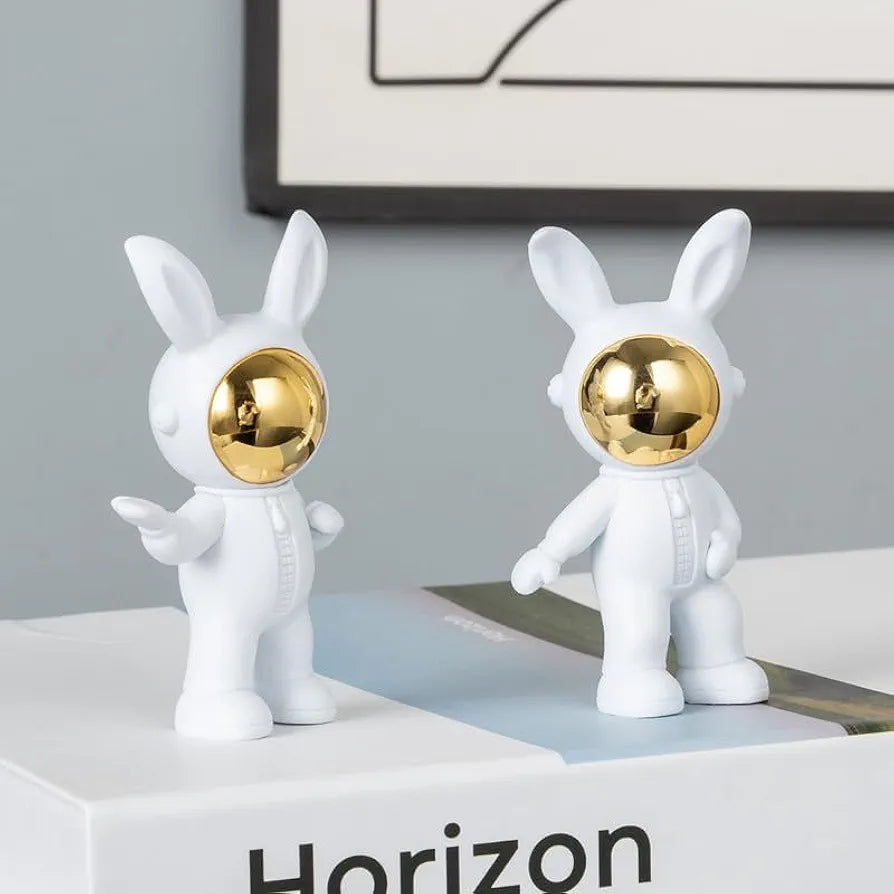 Street27 3pcs Cartoon Rabbit Shape Astronaut Figurine Showpiece