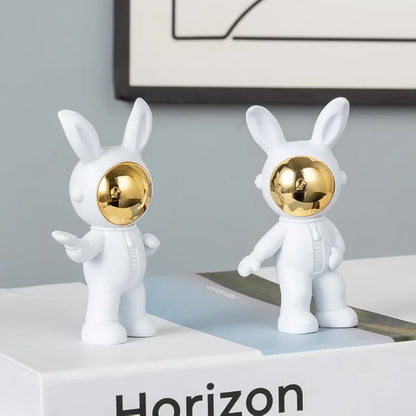 Street27 3pcs Cartoon Rabbit Shape Astronaut Figurine Showpiece