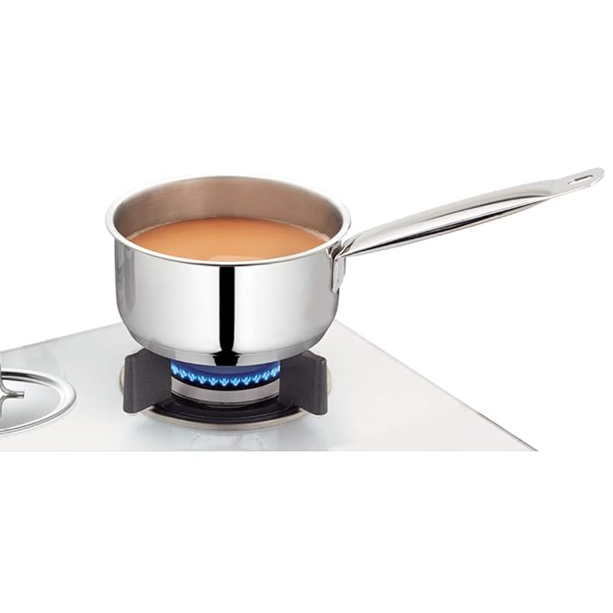 Borosil Stainless Steel Sauce Pan / Milk Pan / Tea Pan With Lid | Induction Friendly | Impact Bonded Tri-ply Bottom | 2.2 Litres