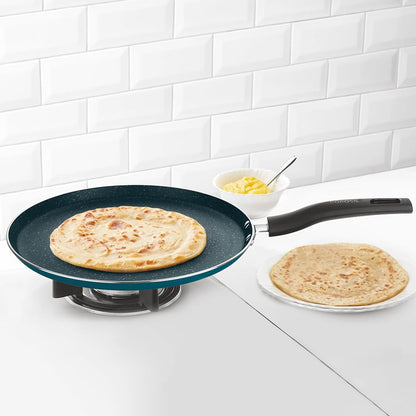 Borosil Prochef Non-stick Aluminum Flat Tawa 30 Cm | Gas Stove Compatible | Thick Uniform Body for Even Heating, Dishwasher Safe | 5 Layer Nonstick Coating