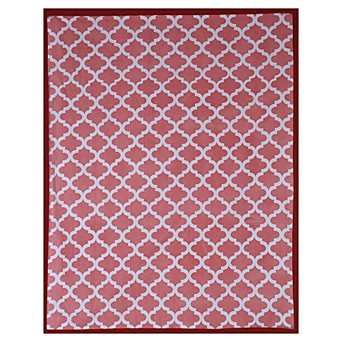 Texstylers Pink Pure Cotton Abstract Pattern Jaipuri Style 4 Seater Dining Table Cloth Cover Color 04