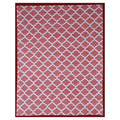 Texstylers Pink Pure Cotton Abstract Pattern Jaipuri Style 4 Seater Dining Table Cloth Cover Color 04