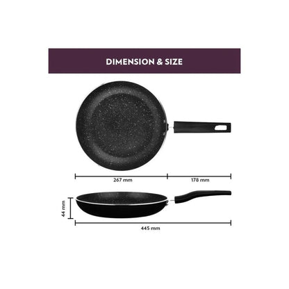 Borosil Granito Non-stick Fry Pan | Induction Friendly | Granite Finish | Pfoa-free | 26 Cm Diameter | Black