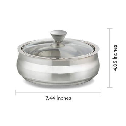 Borosil Stainless Steel Solid Insulated Handi | 800 Ml | 1 Piece | Silver