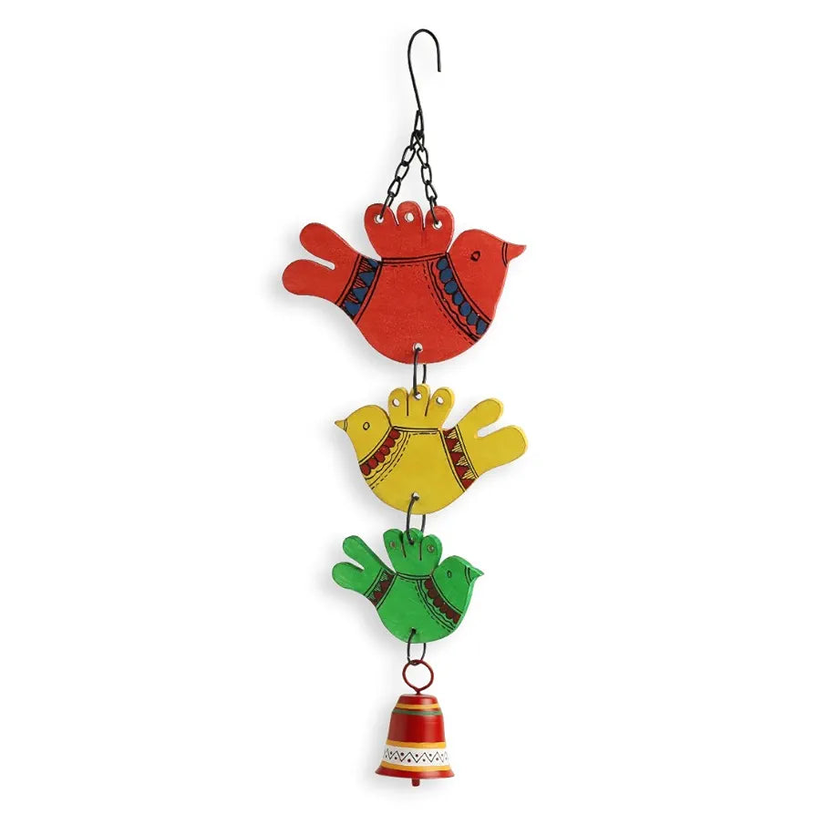 ExclusiveLane Birds and Bell Wind Chimes Multicoloured Standard