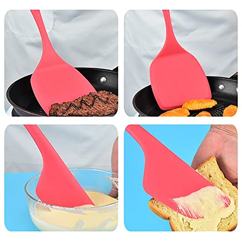 P-Plus International 2 Pieces Silicone Pancakes Shovel Wide Spatula Turner Red