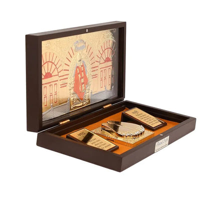 Jaipur Ace Shirdi Sai Baba Gold Plated Charan Paduka Yantra With Wooden Box
