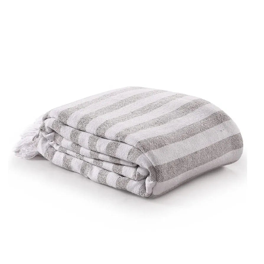 Sashaa World Striped Throw Bedcover Colour Grey/White