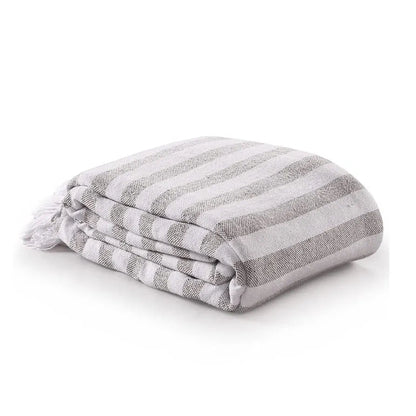 Sashaa World Striped Throw Bedcover Colour Natural