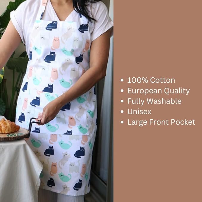 Oak & Lily Kitchen Apron Fully washable with large front pocket Multicolour