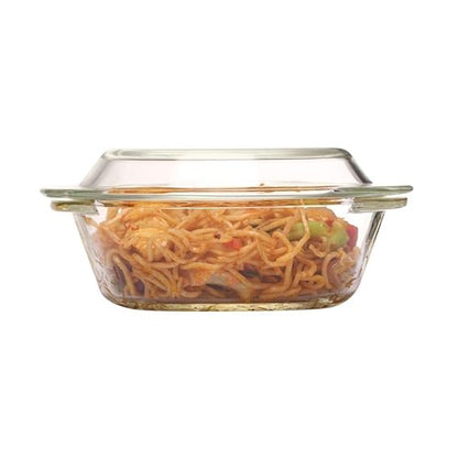 Femora Borosilicate Serving Bowl | Glass Casserole Set, Glass Bowl With Lid, Microwave Safe Bowl Set | Freezer Safe | 1000 Ml