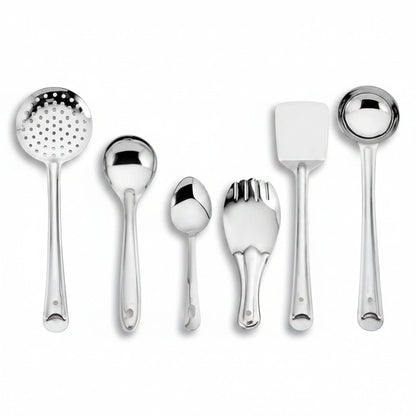 KC Stainless Steel Kitchen Tools Serving Spoon and Rice Spoon - Set of 6