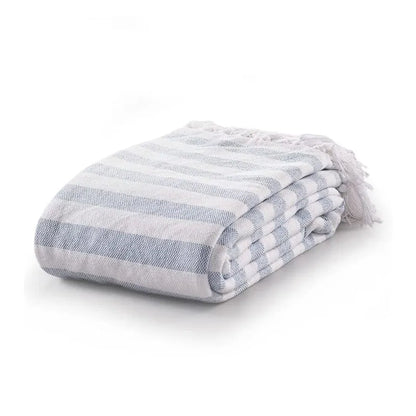 Sashaa World Striped Throw Super Soft & Breathable Bed Cover Blue & White