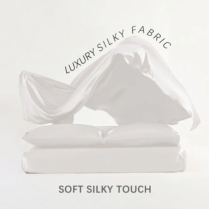 Cloth Fusion Satin Bedsheet for King Size Bed Perfect Set of 1 Satin Sheet 2 Pillow Covers H603 115 TC White