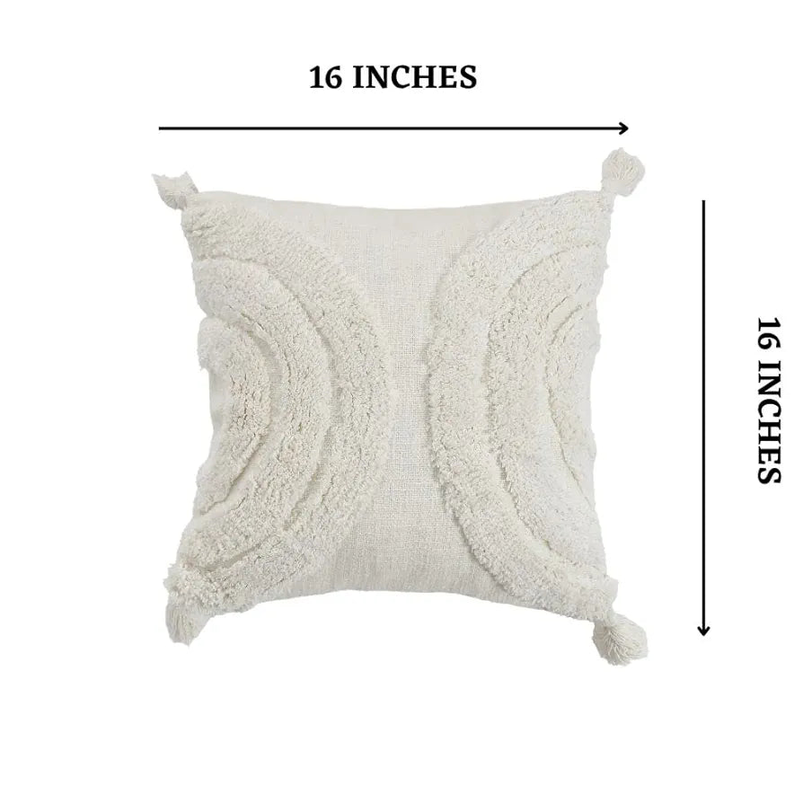 Homadorn Luxury Cotton Handmade Decorative Boho Throw Tufted Pillow Covers White