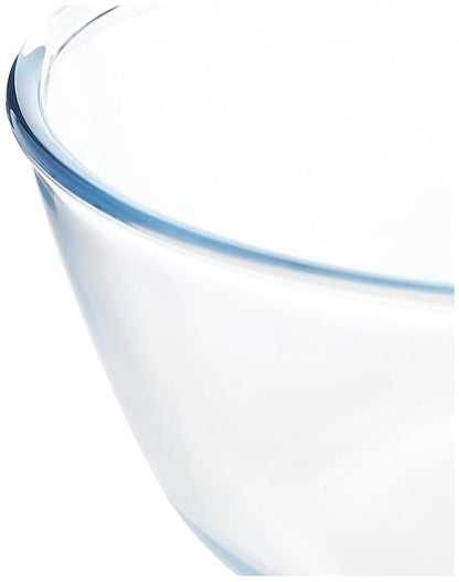Borosil Basic Glass Mixing & Serving Bowls With Blue Lid | Microwave Safe Bowls | Set of 1 | 1.3 Litres
