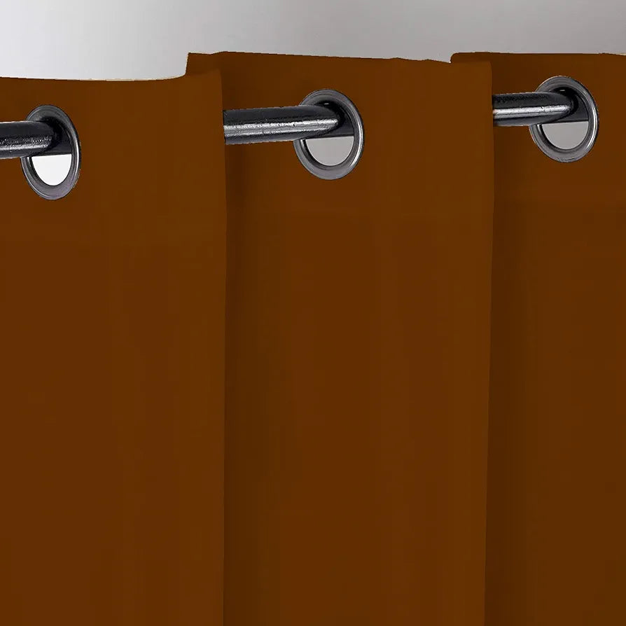 Divine Casa Super Satin Semi Blackout Door Curtains 7 feet Long Curtain Holder Colour Glazed Ginger (Pack of 2)