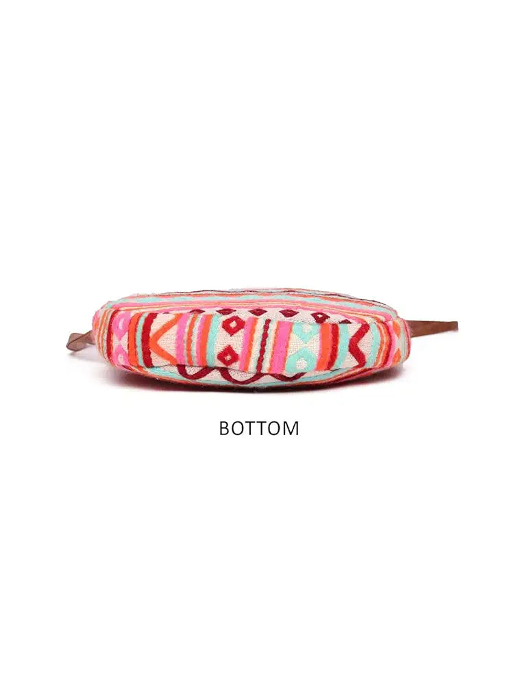 Astrid Round Textured Sling Bag For Girls With Zip Colour Maroon