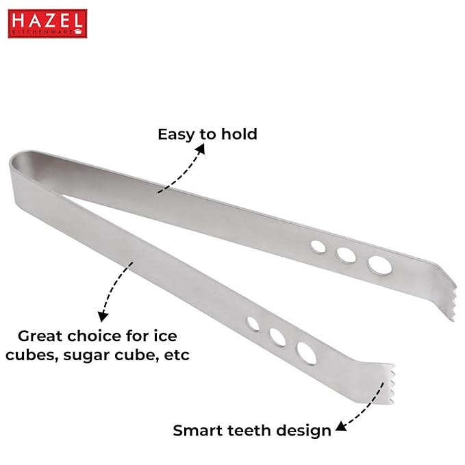 Hazel Stainless Steel Pakad Tongs for Kitchen Utensil Holder Durable and Sturdy Kitchen Tools (Ice Tong)