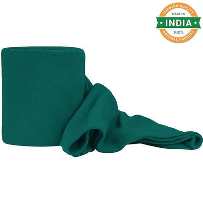 Cloth Fusion Polar Fleece AC Blanket for Winter Single Bed Soft Woolen Blanket for Travel & Sleeping Dark Green