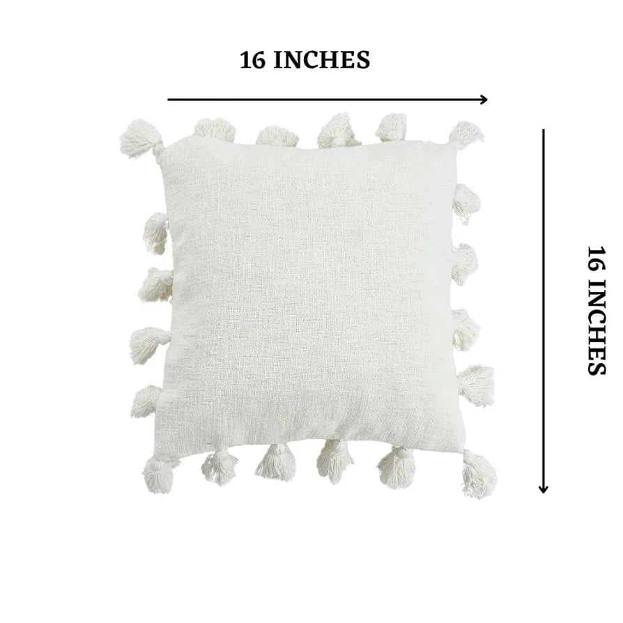 Homadorn Luxury Cotton Handmade Decorative Boho Throw Pillow Covers Colour White
