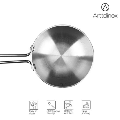 Arttdinox by Jindal Lifestyle Reflecto Triply Stainless Steel Tadka Pan | Tadka Pan Induction Base | 12cm | Silver