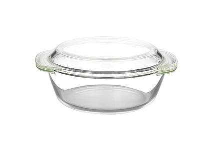 Femora Borosilicate Serving Bowl | Glass Casserole Set, Glass Bowl With Lid, Microwave Safe Bowl Set | Freezer Safe | 1000 Ml