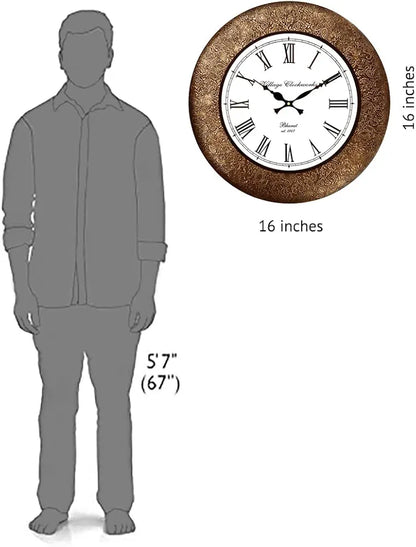 RoyalsCart Classic Metal Analog Wall Clock for Elegant Home Decor, Office, School, Gym, Shop and Gifting || Clock Size - 16 x 16 inches  [KTWC213]