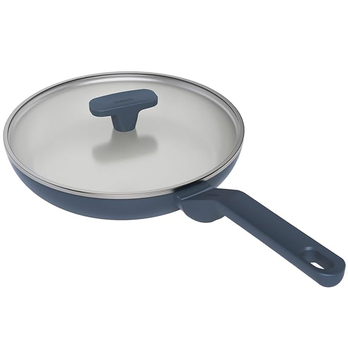 Ember Cookware Arcilla Ceramic Non-stick Egg Pan 20cm | Glass Lid | Matching Handle | Florence Series | Blue