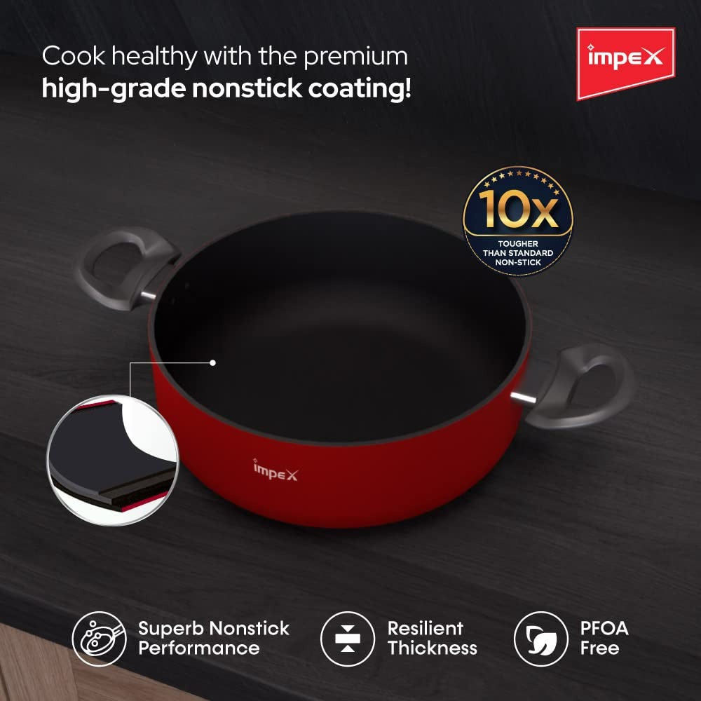 Impex ISP-2411 Aluminium Non-Stick Sauce Pan Red Induction Base