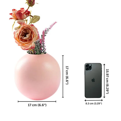Behoma Metal Ball Round Vase Pink Medium Flowers not Included