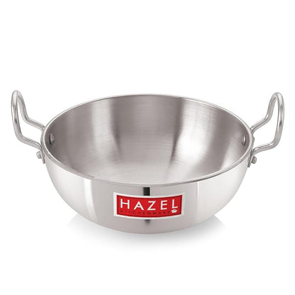 Hazel 4 mm Aluminium Kadhai Kadai Karahi Vessels for Cooking Deep Frying Kadai